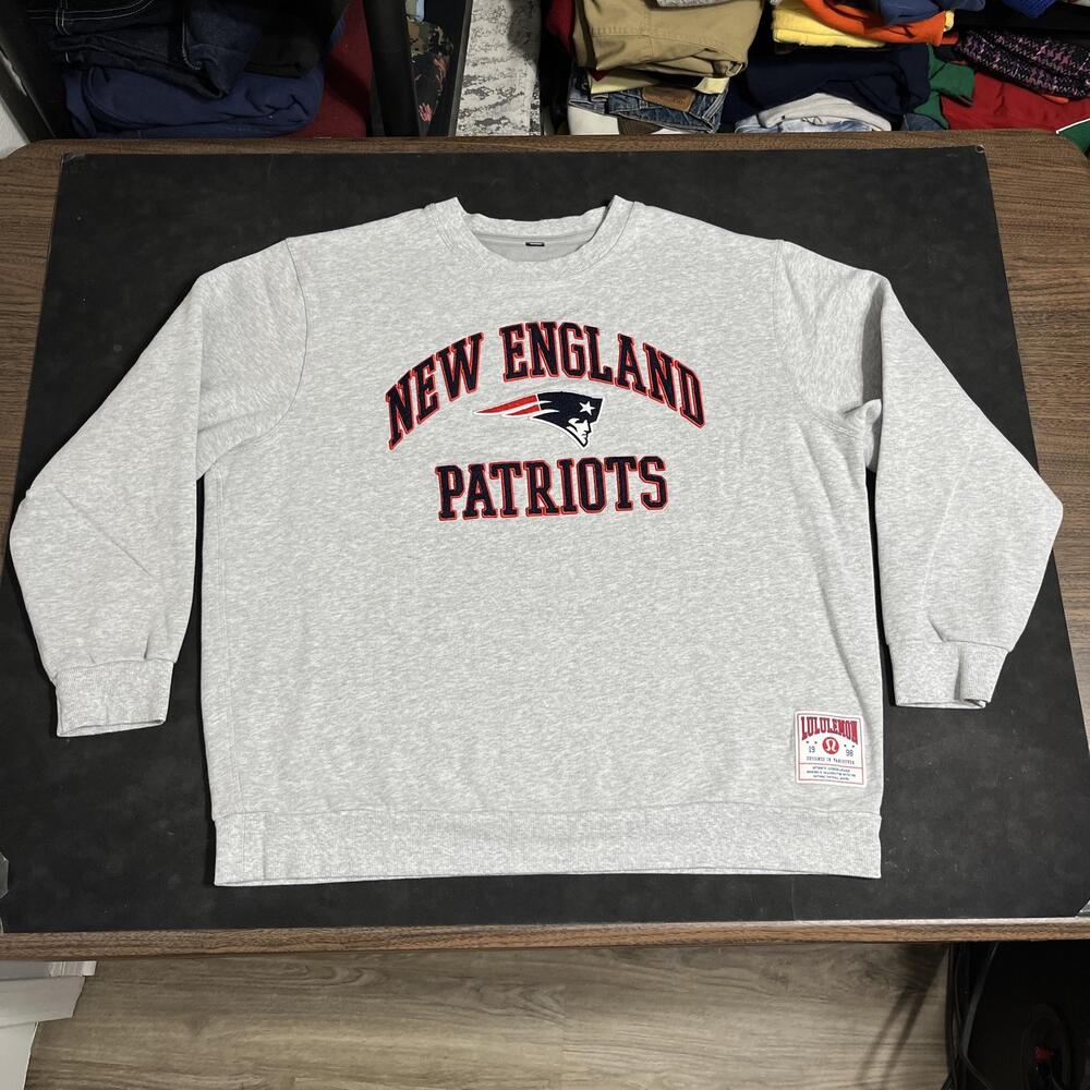 New England Patriots Sweatshirt Mens 2XL Gray NFL Football Crewneck Lululemon